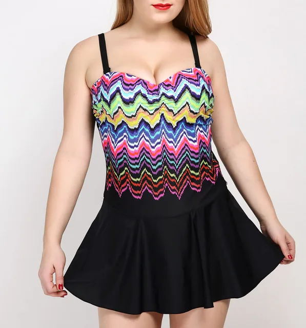 Striped Summer Swimsuit One Piece Bathing Suit for Fat Women Swim Dress