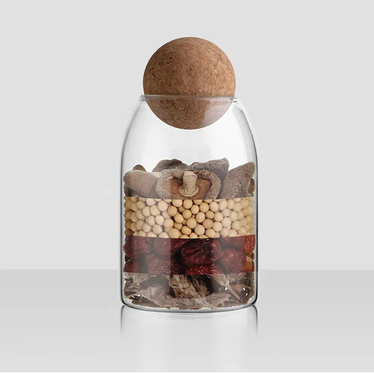 

Creative Grains Storage with Wooden Cover Tank Seal Cork Household Tea Storage Bottle Glass Jar Sealed Jar Kitchen supplies
