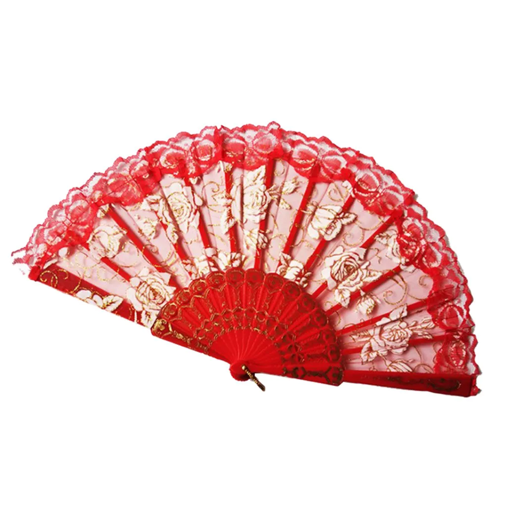 Handheld Fans Folding Fans Bamboo Fans Women's Hollowed Bamboo Hand Holding Summer Held Fan Home Improvement - Цвет: B