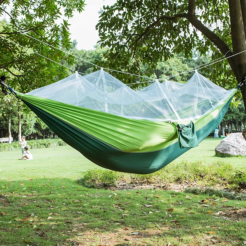 Модные гамак из парашютной ткани двойной человек портативный гамак с сеткой от насекомых уличная мебель Кемпинг путешествия садовые