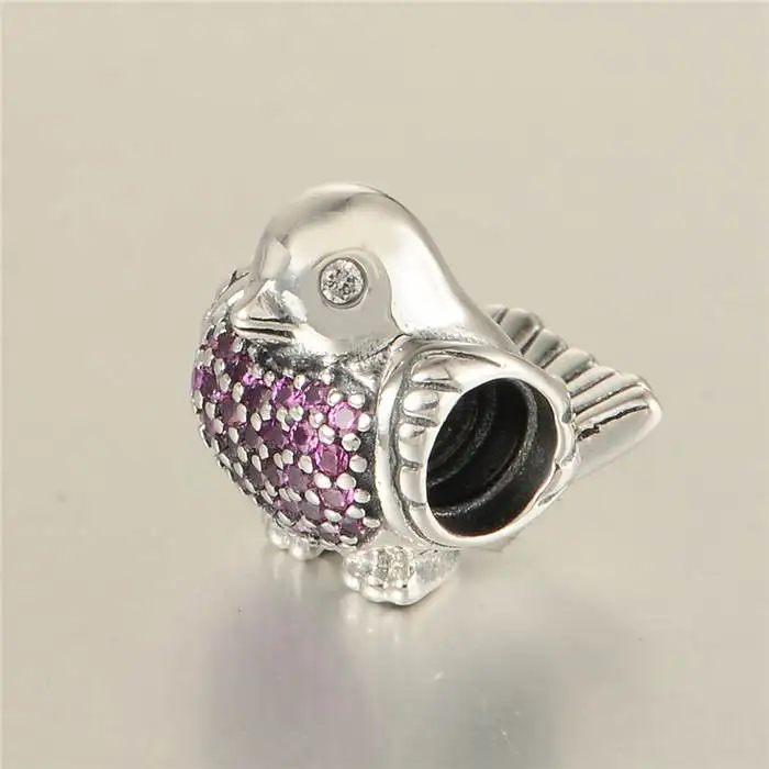 Animal Robin Charms With Red \u0026 Clear Cz 