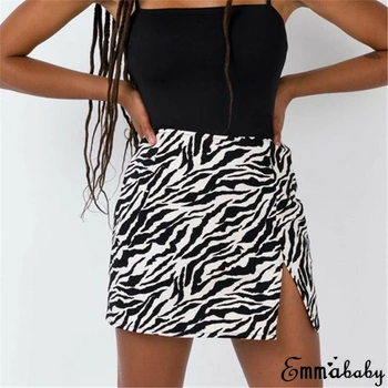 

Sexy Women High Waist Female Summer Skirts Ladies Split Leopard Print Skirt Stretch Short Mini Pencil Skirts