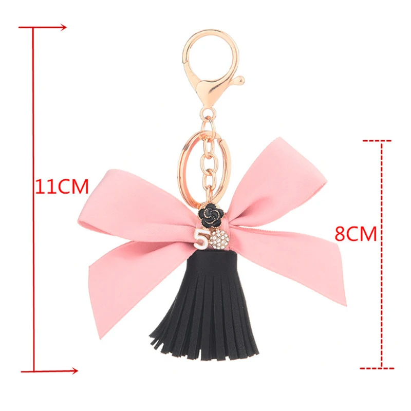 

Bow Tie PU Leather Tassels Keychains For Women Bag or Car Pendant Keyrings Jewelry Key Chains Accessory M-001