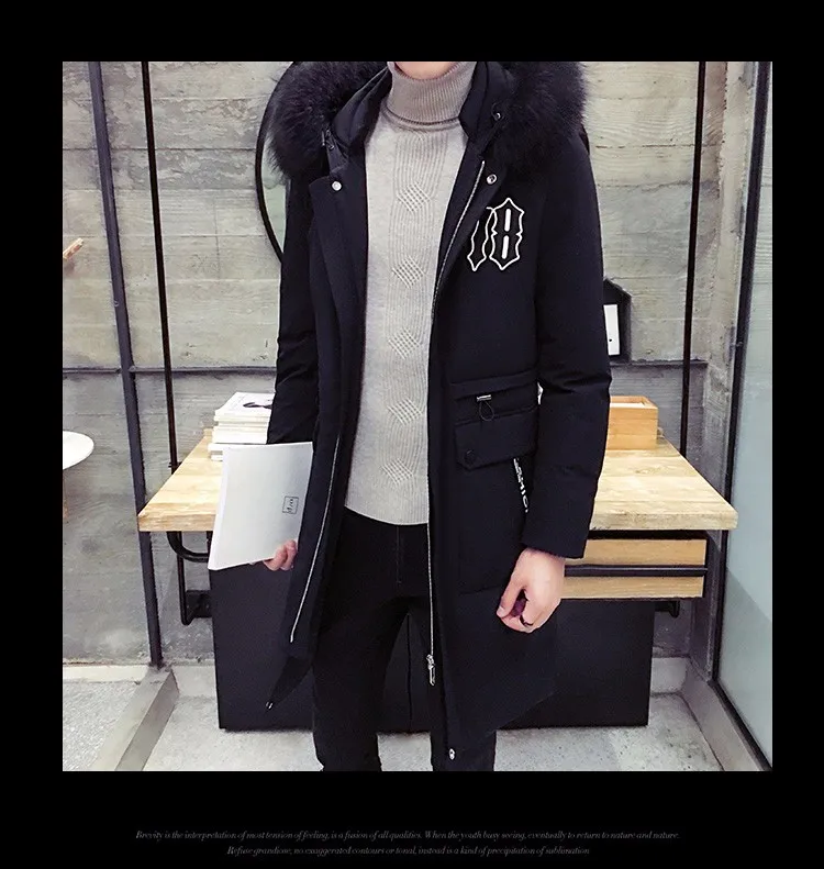 2016 Winter Hooded Thickened Fur Collar Man Warm Down Jacket,Korean Fashion Style Outwear Casual White Duck Down Coat,Hot Sale
