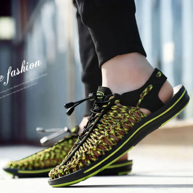 

Water Shoes Beach Men's Woven New Style Leisure Sandals Tide Vietnam Rome Korean Style Mesh Slippers Breathable Summer Sandals