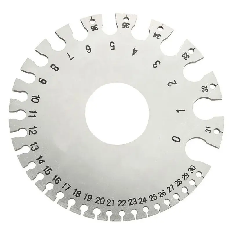 

Stainless Steel 0-36 Round AWG SWG Wire Gauge Thickness Measuring Sheet Diameter Metal Machinist Measurement Plate Ruler