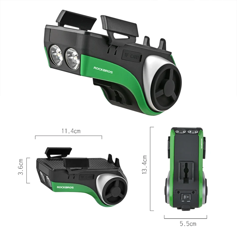 5 in 1 Waterproof Bicycle Computer Phone Holder Bluetooth Audio Player 4400mAh Power Bank Bell Light Cycling Accessories RK0044