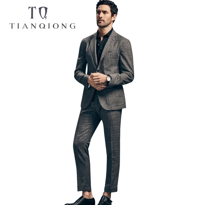 TIAN QIONG, мужские последние модели пальто, брюки, 50% шерсть, на заказ, Свадебный костюм, сценическая одежда, модная мужская однобортная одежда, 2 предмета, костюмы