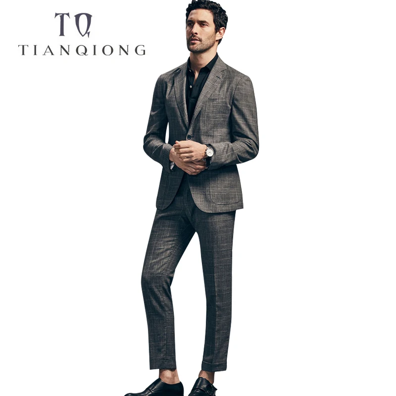 

TIAN QIONG Men Latest Coat Pant Designs 50%WOOL Tailor-made Wedding Suit Stage Wear Clothing Fashion Mens Breasted 2 Piece Suits