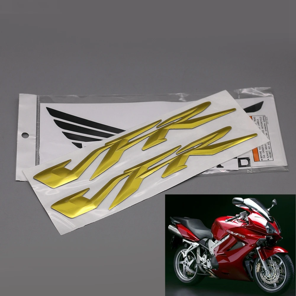 Красный/хром/золото Мотоцикл 3D VFR логотип наклейки Стикеры для Honda VFR400 VFR800 X/F VFR1200 аксессуар с бесплатной наклейка на бак s