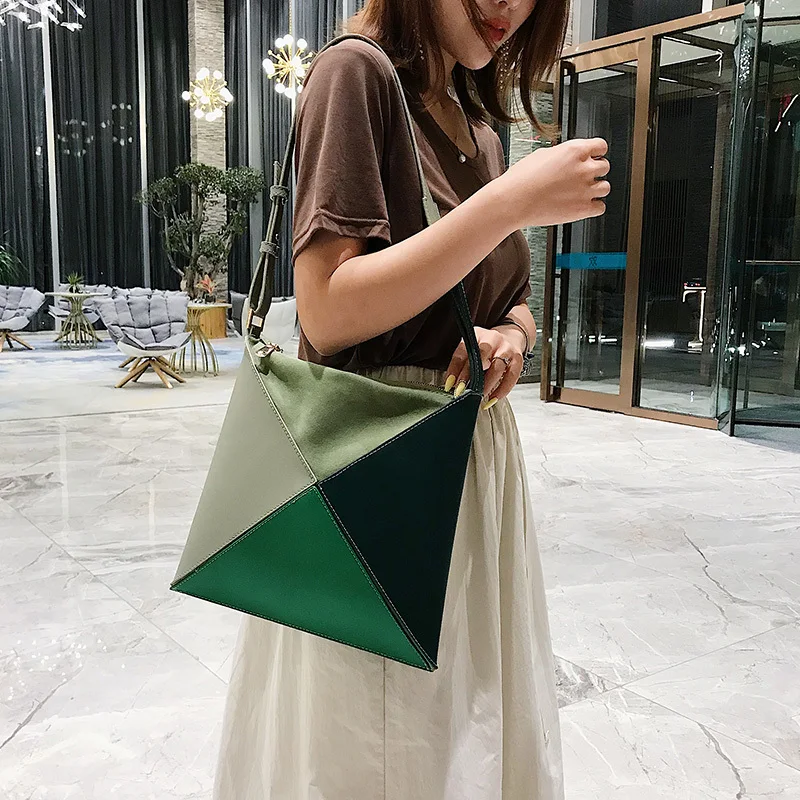 Fashion high quality leather stitching ladies Messenger bag female chain shoulder strap small cross ladies flap bag creative han