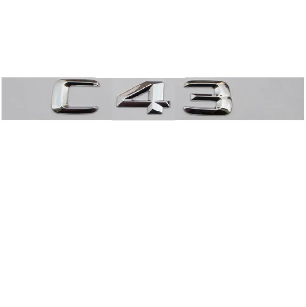 

Chrome Shiny Silver ABS Car Trunk Rear Number Letters Words Badge Emblem Decal Sticker for Mercedes-Benz C43