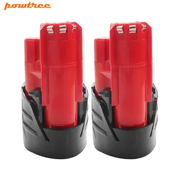 

Powtree For Milwaukee 2PCS 2000mAh 12V M12 Red Power tool Battery Replacement 48-11-2420 48-11-2401 M12 C12 BX C12 B