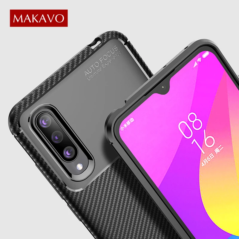 Для Xiaomi Mi A3 CC9 чехол мягкий силиконовый задняя крышка из углеродного волокна ТПУ