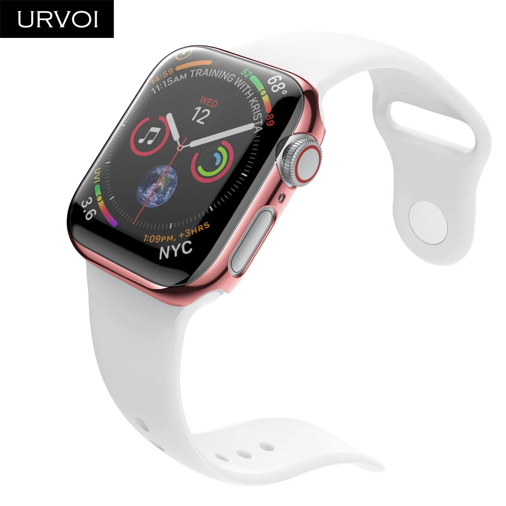 URVOI полное покрытие для Apple Watch series 5 4 3 пластиковый чехол Защита экрана для iWatch Тонкий чехол с гальваническим покрытием 40 44 мм