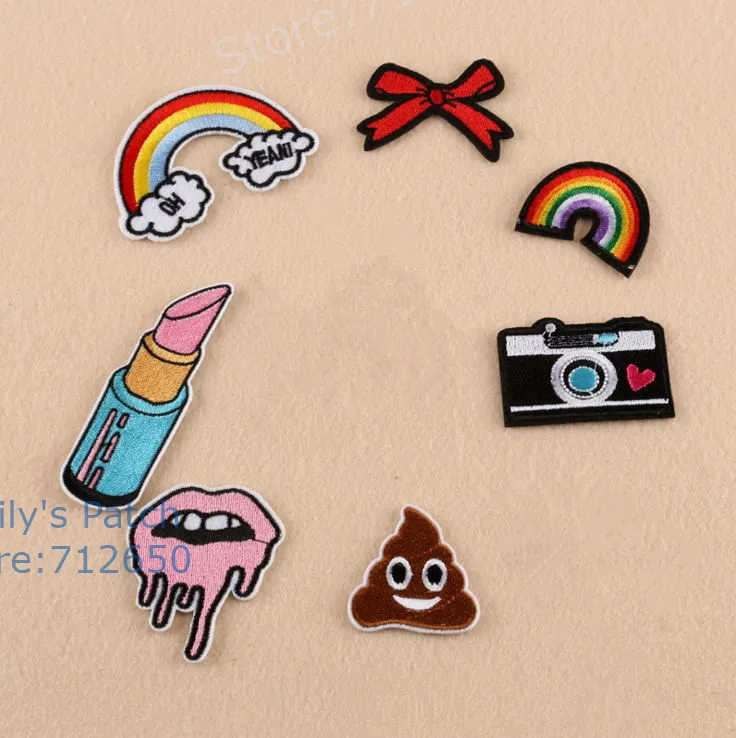 2017 New Patch Shit Camera Rainbow Embroidered cartoon patch iron on Motif Applique garment embroidery DIY accessory 10 pcs | Дом и сад