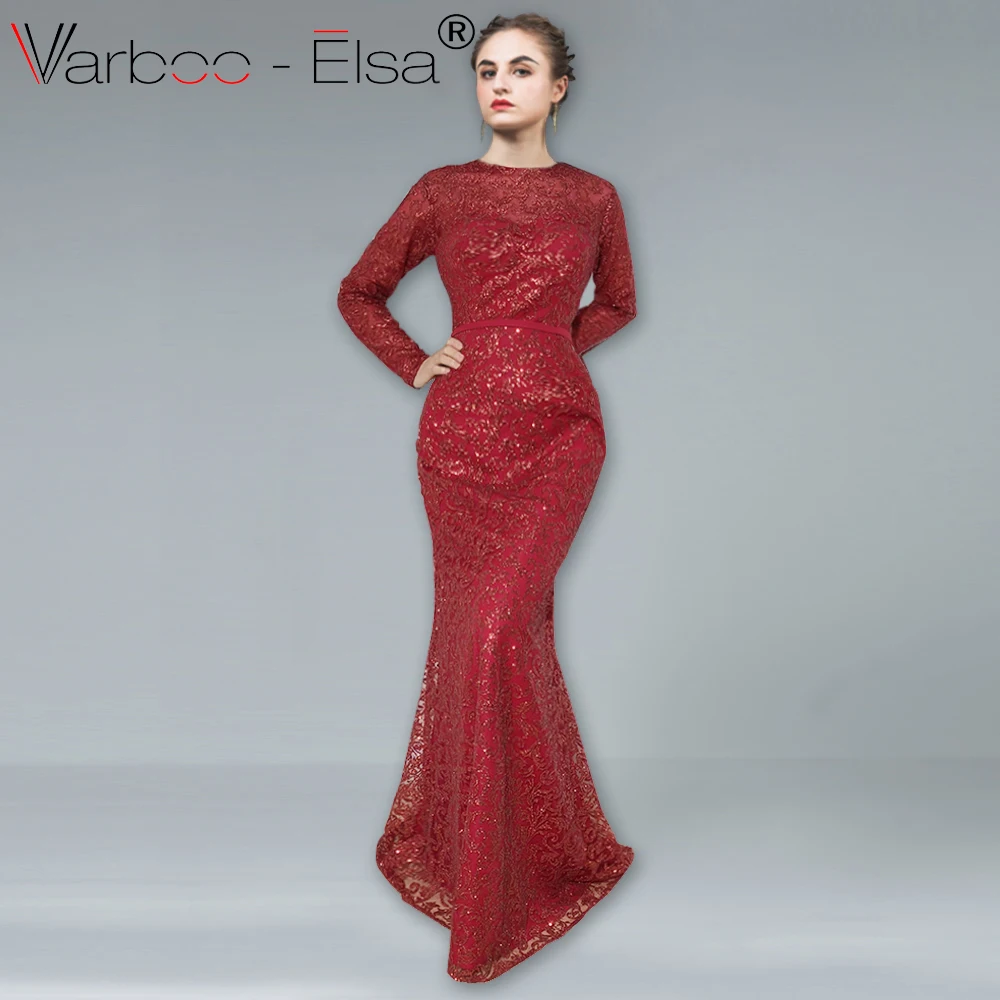 VARBOO_ELSA роскошное вечернее платье с длинным рукавом со съемным шлейфом Русалочки