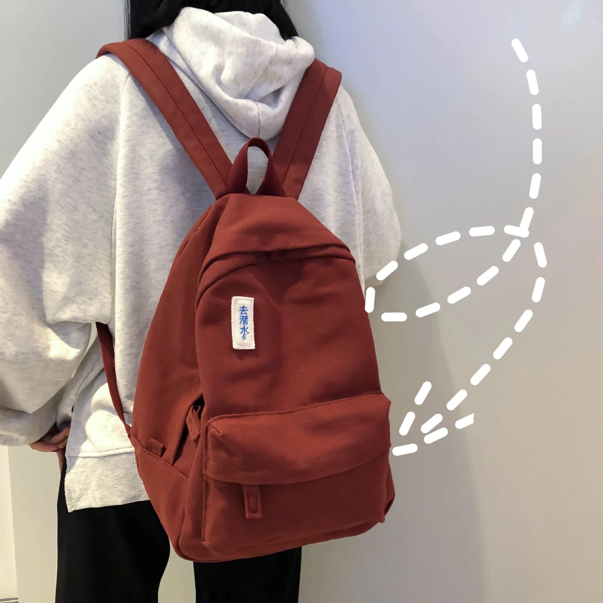 

Women Preppy School Bags For Teenagers Female Canvas Travel Bags Japanese style Women Backpack Laptop Bagpack Back Pack Red