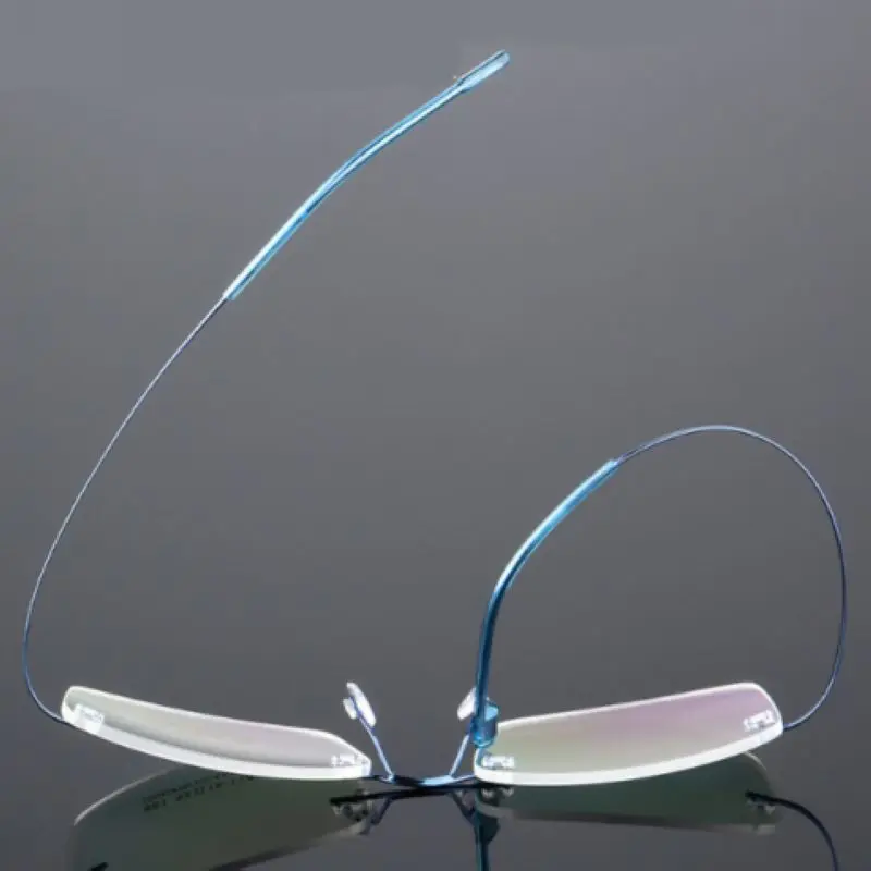 Mayitr 1pc Unisex Ultralight Rectangular Glasses Frame Flexible Rimless Memory Metal Eyeglass Frames 4 Colors