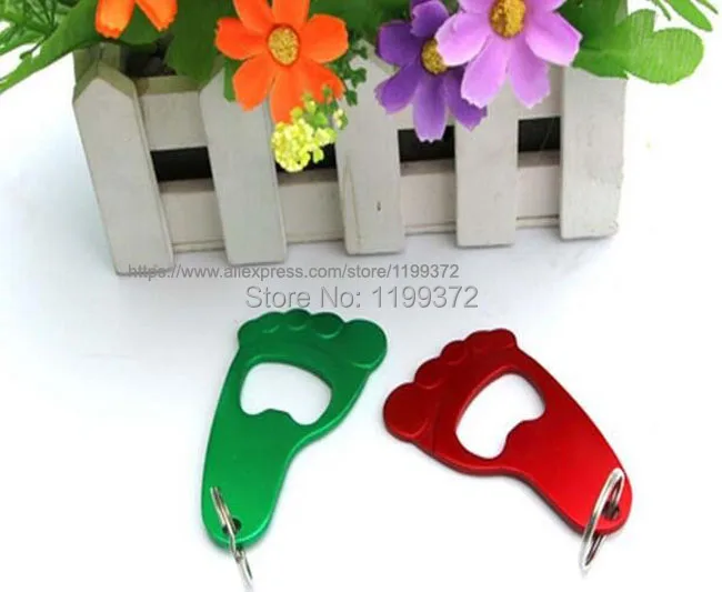 

200pcs FREE Print LOGO Laser Customized Metal Baby Feet Foot Footprint Shape Bottle Beer Opener Key Chain Shower Party Gift