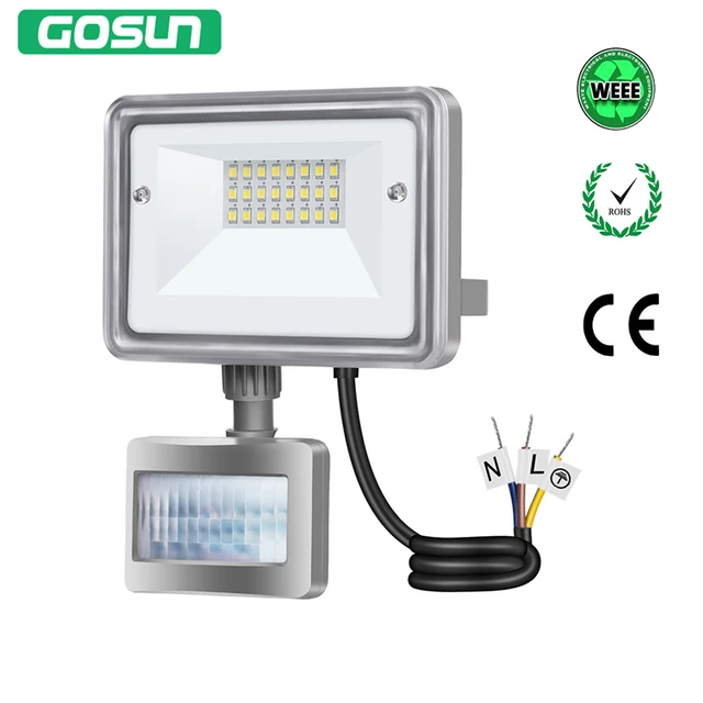 gosun led flood light 10w pir motion sensor 950lm outdoor wall lamp