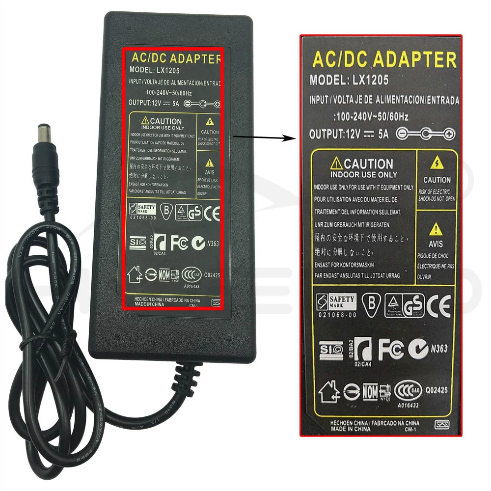 AC 100 V-240 V AC/DC 12V 5A 5,5 мм 2,1 AC DC Питание адаптер Зарядное устройство для 3528 2835 5050 полосы светильник светодиодной ленты нам штепсельная вилка европейского стандарта