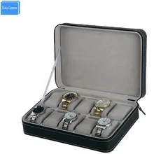 Специально для путешествий Портативный Спорт Защита 10 сетки кожа на молнии наручные часы Коробка Чехол черный Pu бархат молнии сумка для хранения коробка