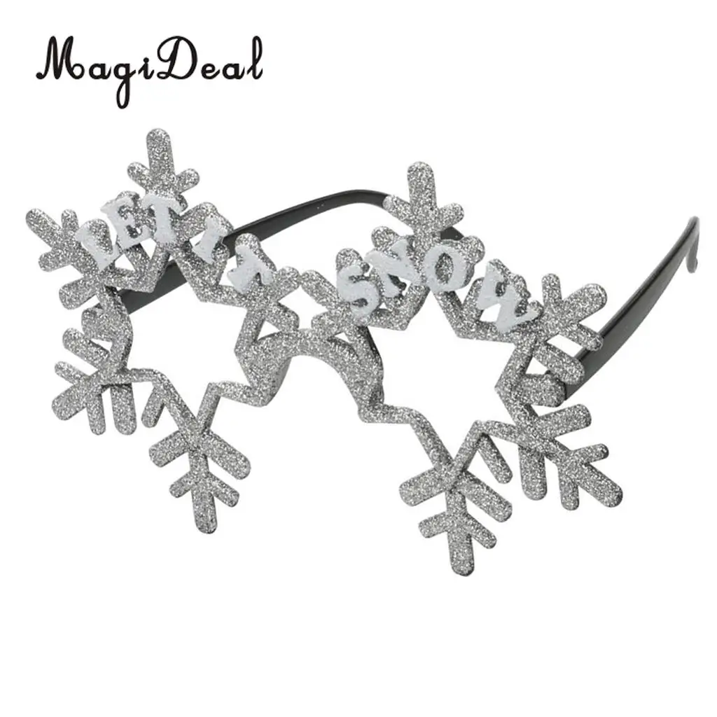 MagiDeal Glitter Let it Snow Snowflake Plastic Glasses Eye Mask Wedding Birthday New Year Christmas Party Fancy Dress