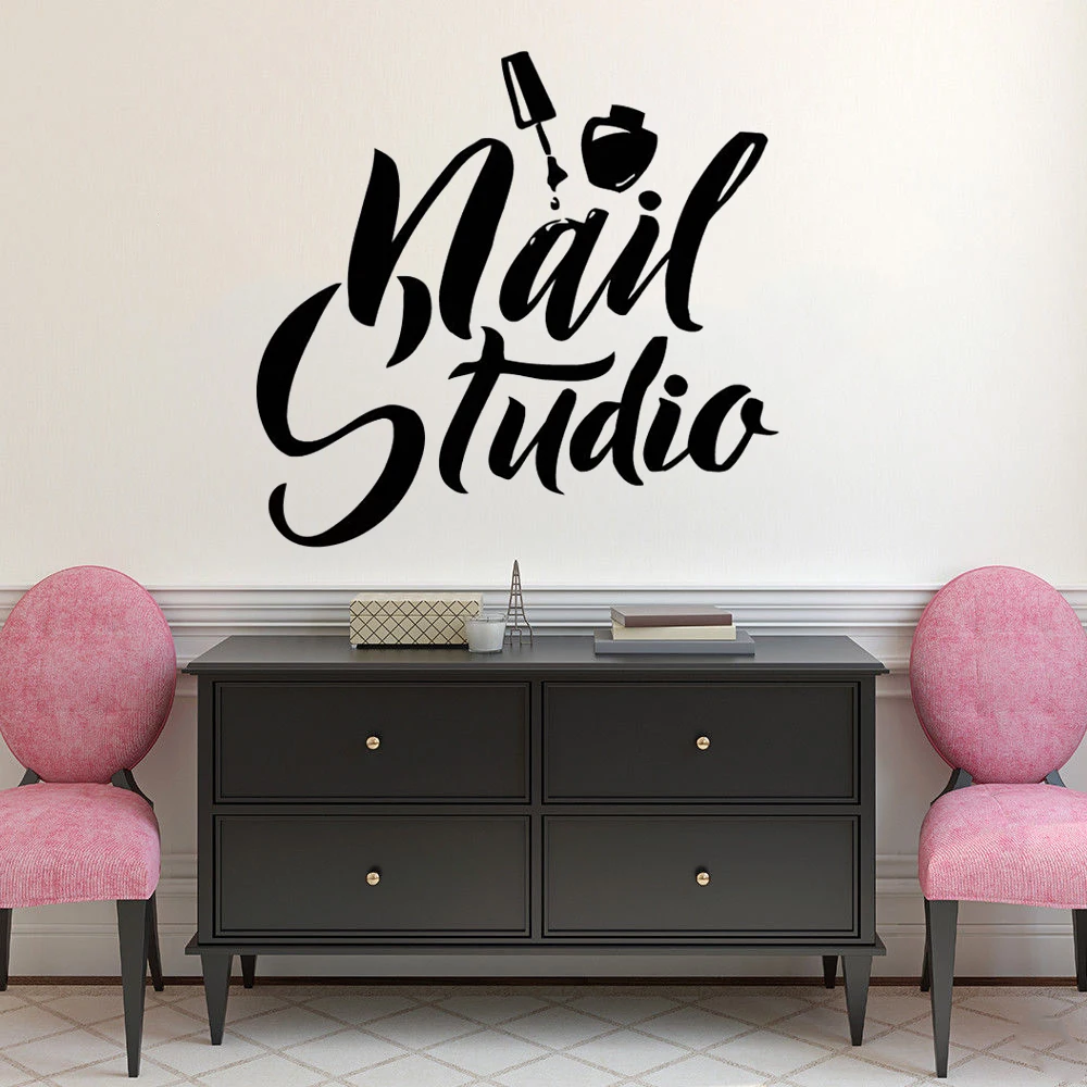 Nail-Art-Polish-Wall-Sticker-Beauty-Salon-Decor-Manicure-Pedicure-Vinyl-Wall-Mural-Nail-Studio-Logo