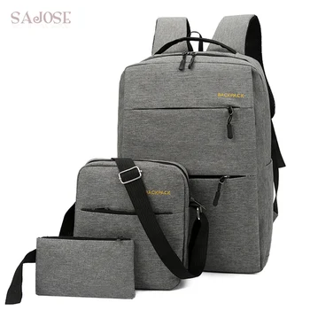 

USB Charge Backpack 3 sets Unisex Oxford School Backpack for Teenage girls Fashion Student Shoulder Bag Casual Compound Backbag