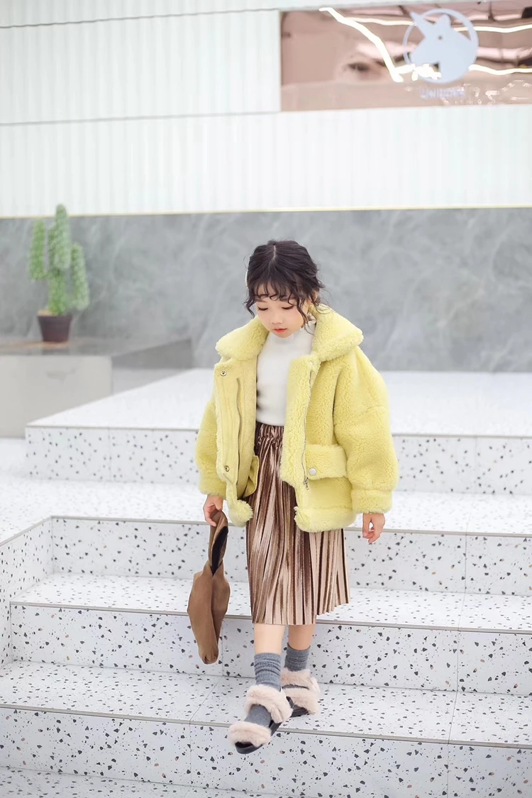 Autumn Winter Baby Girls Jacket Wool Fur Fleece Coat Thick Parkas Baby Teenage Hooded Jacket Girls Outerwear TZ398