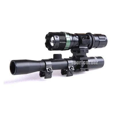 

New 4X20 hunting RIFLE SCOPE +Adjustable Zoom Q5 CREE LED torch for .22 hunting
