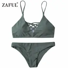 Zaful 2017 ремешками бикини Выдалбливают Пляжная одежда Топ кружева up купальник высокой ножке купальнике Ками бикини Комплект для женщины купальники