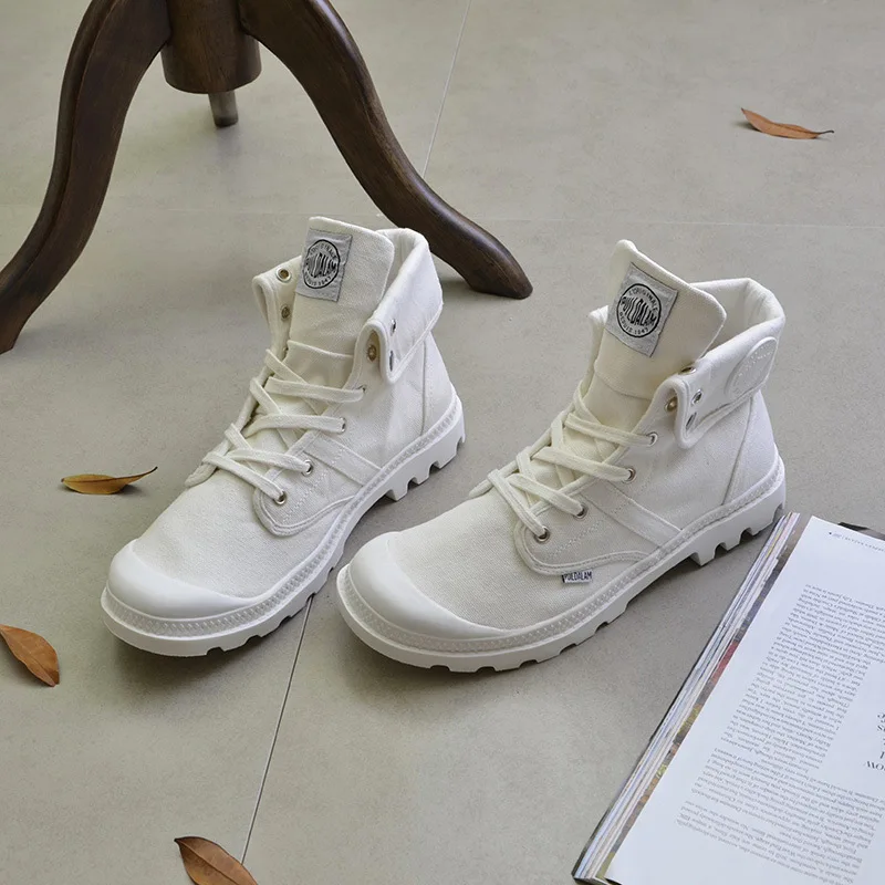 

Canvas Shoes Men Boots Leisure High Top Ankle Boots Male Flat Man Footwear Military Shoes Men Casual Spring Autumn Dropshipping