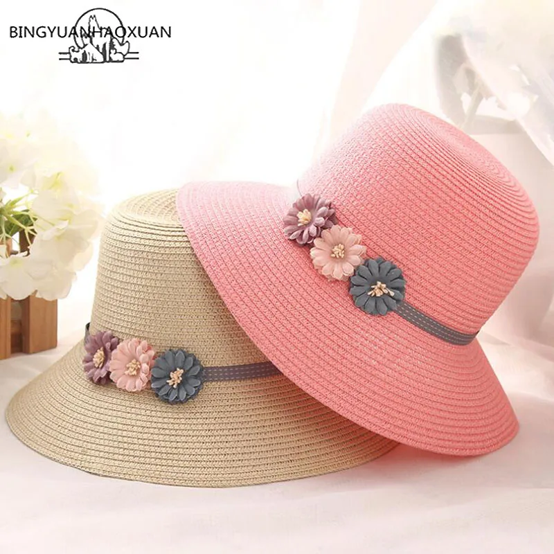 

BINGYUANHAOXUAN Parent-Child Summer Hat for Women Flowers Straw Hat for Beach Baby Sun Hat Travel Bucket Hat Panama