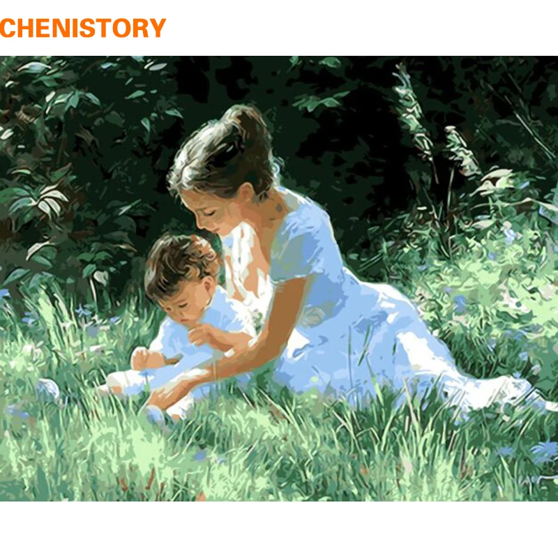 

CHENISTORY Maternal Love DIY Painting By Numbers Kits Drawing Paint On Canvas Figure Paint Hand Painted Wall Art For Home Decor