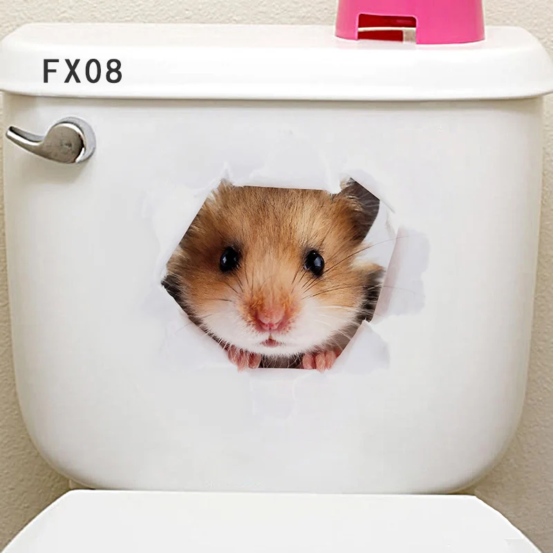 1 шт экологичные наклейки на стены ПВХ 3D яркие Животные наклейки на Туалет водонепроницаемое домашнее украшение ванной комнаты съемные наклейки - Цвет: style 08