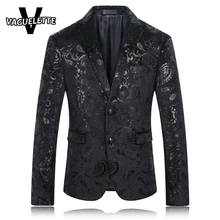 Schwarz Blazer Herren Paisley Muster Pailletten Anzug Jacke Slim Fit mode Bühne Tragen Für Sänger Casual Herren Blazer Neuheiten 2016