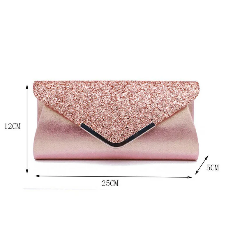 NoEnName 2019 Women's Glitter Shimmer Envelope Ladies Sequins Evening Party Prom Smart Jane Clutch Bag  Handbag