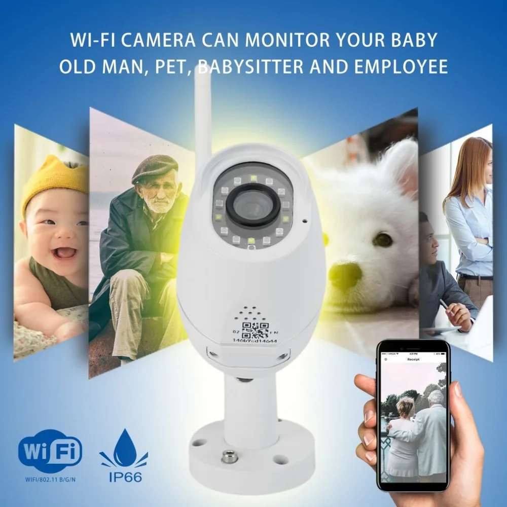 

HD 720P Cloud Storage Wireless IP Camera Waterproof Security Surveillance Camera IR Night Vision Camcorder WiFi Webcam UK Plug