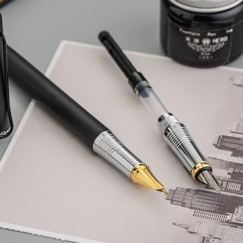 

Hero 466 Metal Fountain Pen 0.5mm + 0.38mm Extra Fine Financial Pens Set with Ink Office School Supplies Business Gift