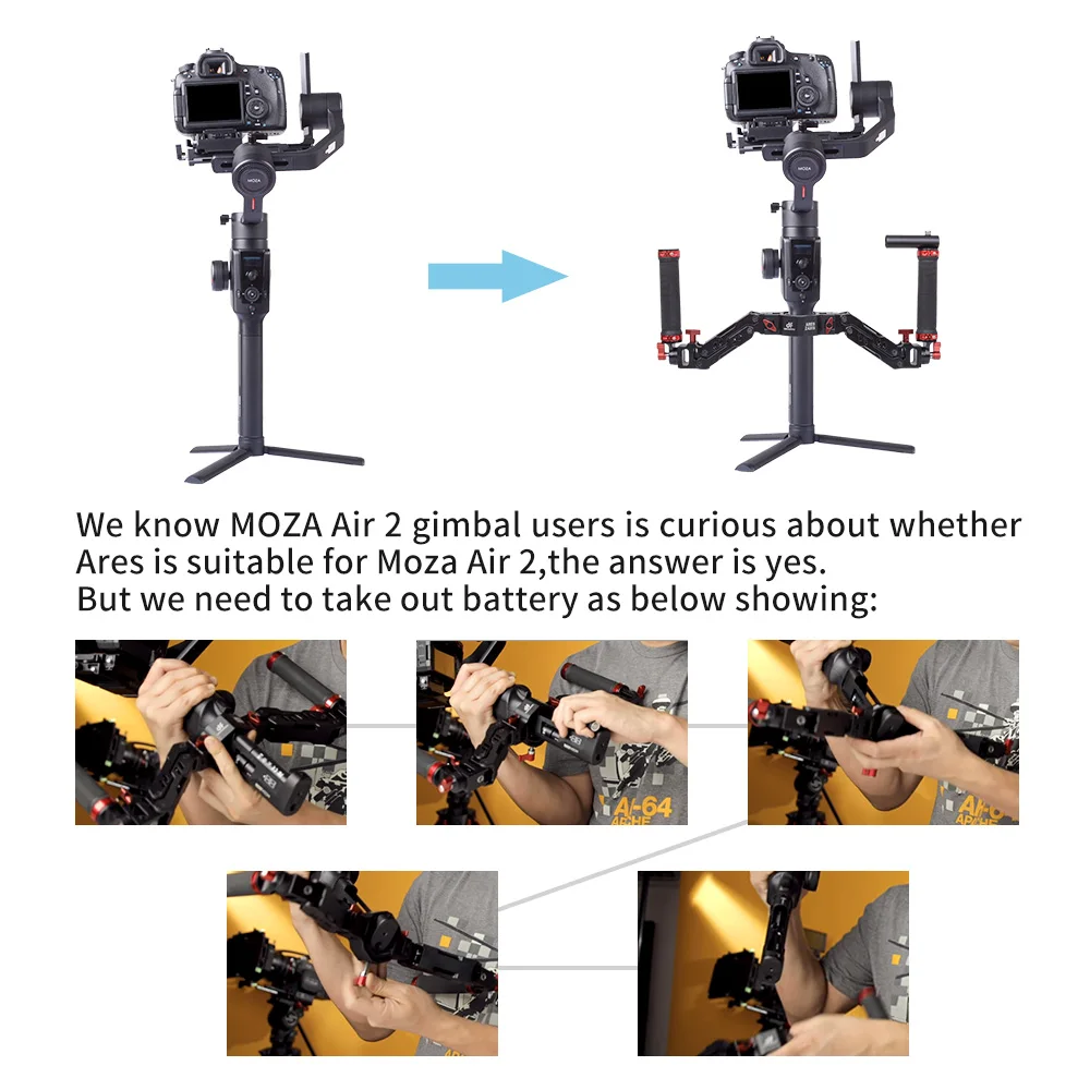 Alloy Aluminum Z axis Detachable Spring GIMBAL Dual Handle for DJI Ronin S/RONIN S2/SC2  ZHIYUN Crane 2 MOZA air 2