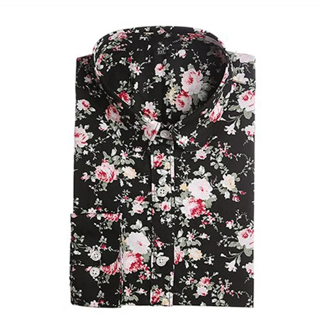 Dioufond винтажная женская блузка с цветочным принтом, повседневная женская рубашка с длинным рукавом и цветочным принтом, модная новая рубашка с отложным воротником размера плюс 5XL - Цвет: Blackfolral