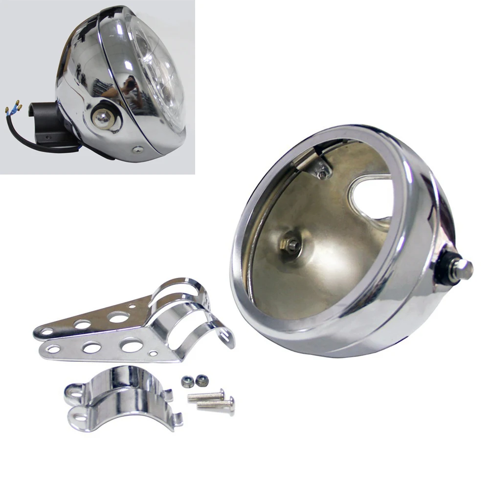 Chrome 5.75 Inch Housing Ring Bucket Fit for Harley Motorcycle 5 34'' Projector Daymaker LED Lamp Headlight Motor Accessories