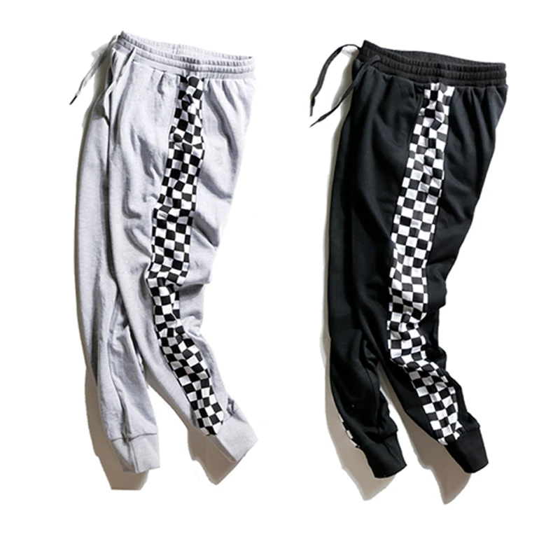 Bebovizi ماركة أزياء الشارع الشهير الهيب هوب رمادي أسود المسار السراويل الشطرنج النساء الرجال ركض sweatpants لوح
