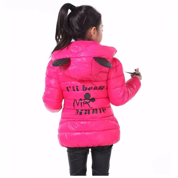 Зимняя куртка с Минни для девочек; Пальто с героями мультфильмов; одежда на Хлопчатобумажной Подкладке; Детские теплые толстовки с капюшоном; одежда для детей