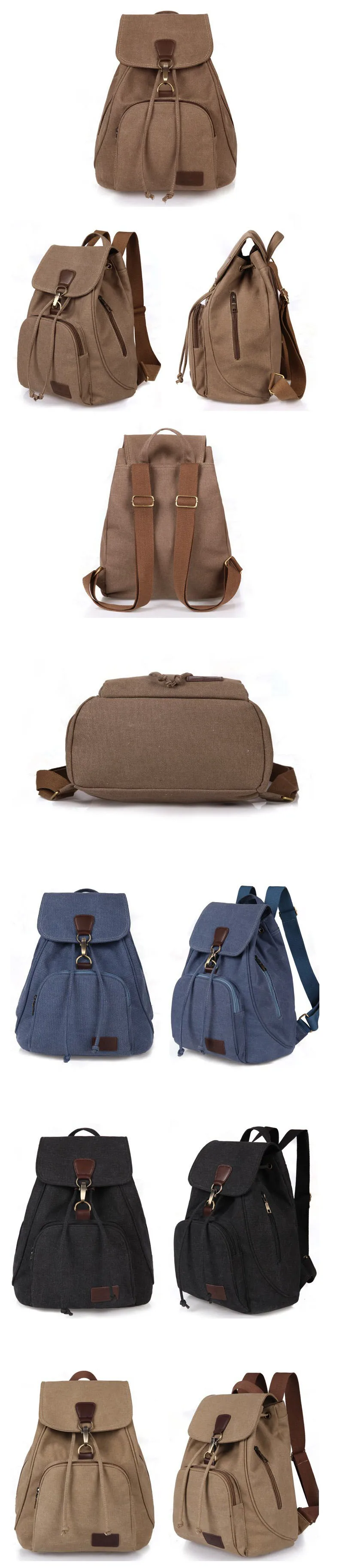Chuwanglin модный холщовый женский рюкзак, Повседневная однотонная женская дорожная сумка, винтажная Вместительная женская школьная сумка, сумка для ноутбука