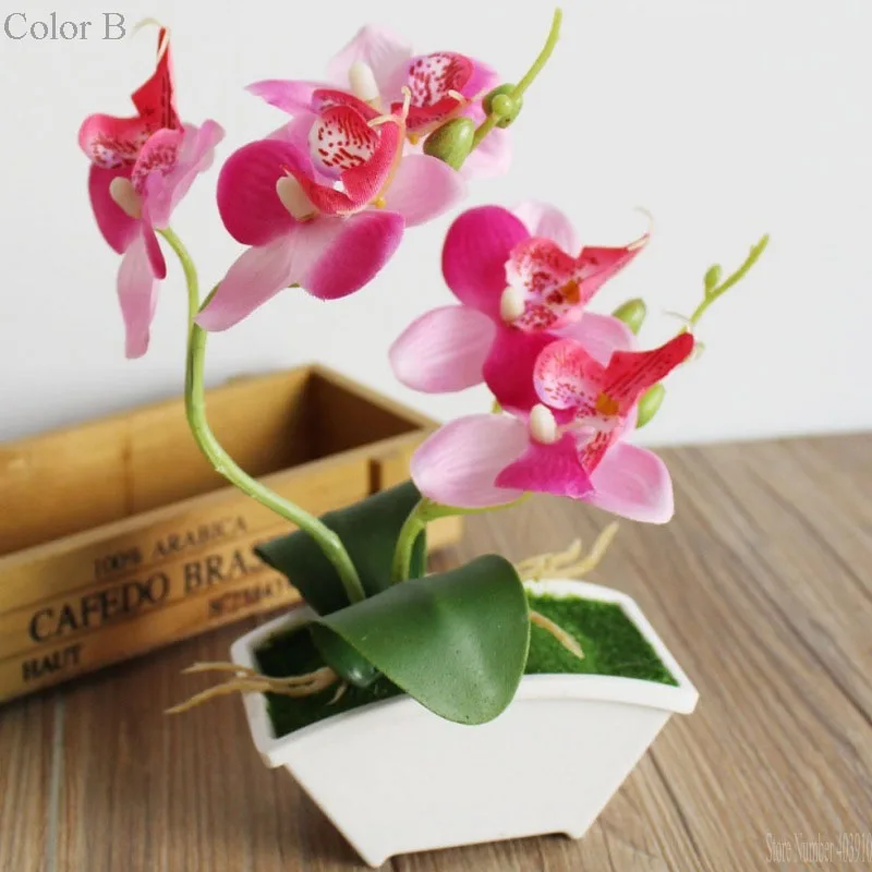 Artificial Butterfly Orchid Potted plants silk Decorative Flower with Plastic pots for Home Balcony Decoration vase set Artificial Butterfly Orchid Potted plants silk Decorative Flower with Plastic pots for Home Balcony Decoration vase set