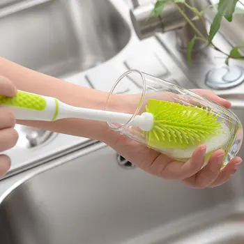

Bottle Brush Cleaner Baby Milk Bottle Brusher 360 Degree Rotating Long Handle Bathtub Carpet Scrubber