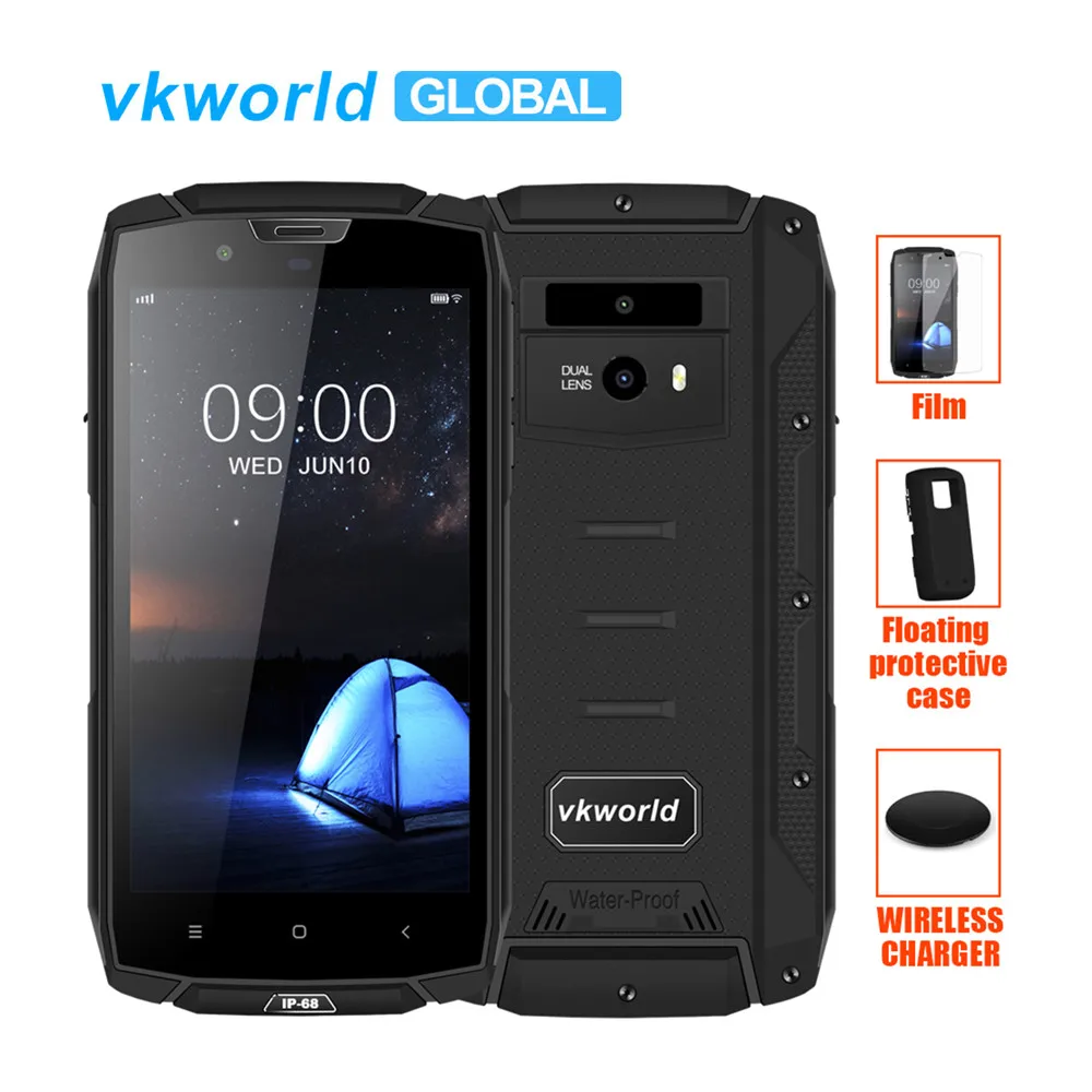 Vkworld VK7000 IP68 водонепроницаемый смартфон 5," Восьмиядерный процессор MTK6750T Android 8,0 5600 мАч Быстрая зарядка 5 В/2 А 4 Гб ram 64 Гб rom